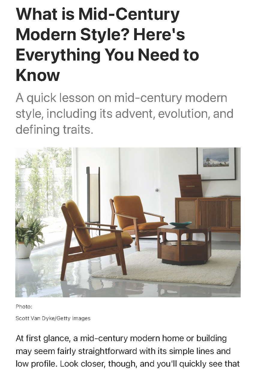 PRESS – WHAT IS MID-CENTURY MODERN STYLE? HERE’S EVERYTHING YOU NEED TO ...
